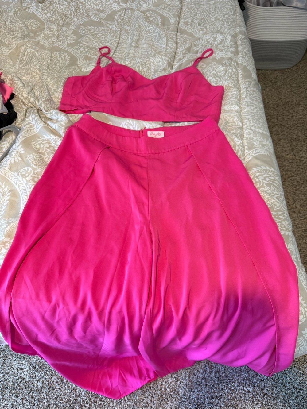 Pink Lily Hot Pink Two-Piece Jumpsuit Romper Set